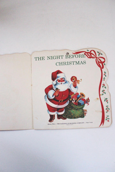 Vintage 50s The Night Before Christmas Die-Cut Santa Claus Childrens Book Saalfield Publishing
