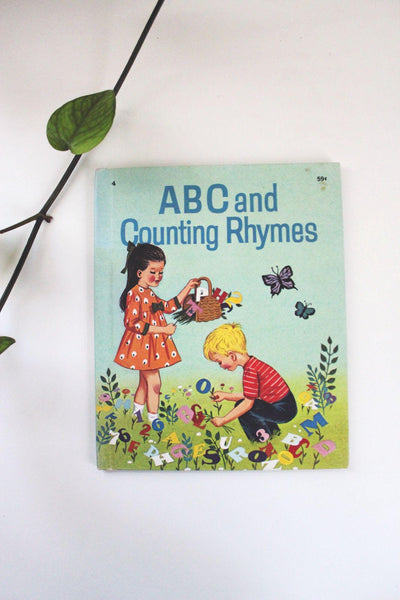ABC And Counting Rhymes Vintage 1960s Wonder Books Hardcover Childrens Book 60s