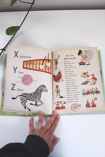ABC And Counting Rhymes Vintage 1960s Wonder Books Hardcover Childrens Book 60s