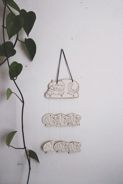 Animal Clackers Cat Chimes Paul Marshall Wall Hanging Decor Vintage NIB NOS New