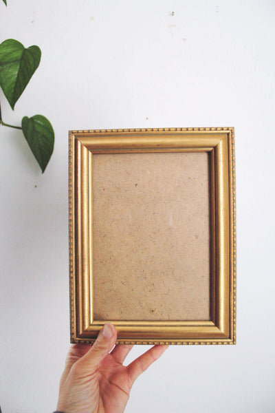Vintage Gold Ornate Picture Frame 5x7 Photo Beaded Edge Retro Cottagecore