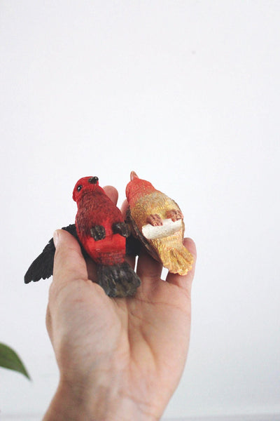 Vintage Resin Red Bird Figurines Decorations Tanager Cardinal Miniatures