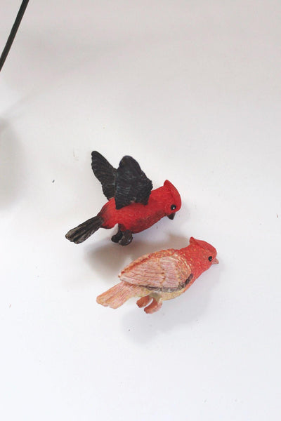 Vintage Resin Red Bird Figurines Decorations Tanager Cardinal Miniatures