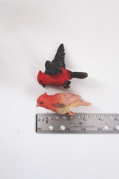Vintage Resin Red Bird Figurines Decorations Tanager Cardinal Miniatures