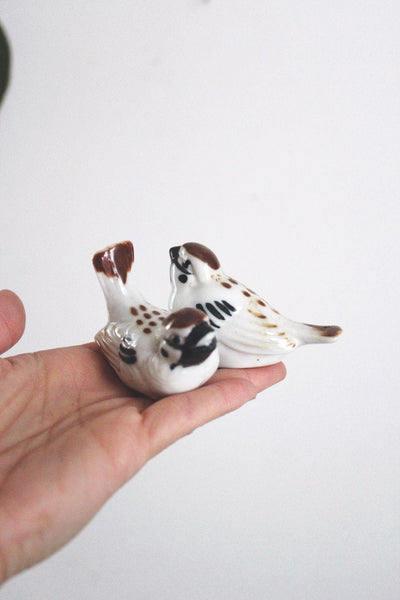Vintage Ceramic Sparrow Bird Figurines Otagiri OMC Hand-Painted Miniature Collectibles