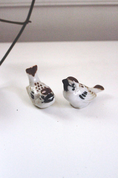 Vintage Ceramic Sparrow Bird Figurines Otagiri OMC Hand-Painted Miniature Collectibles