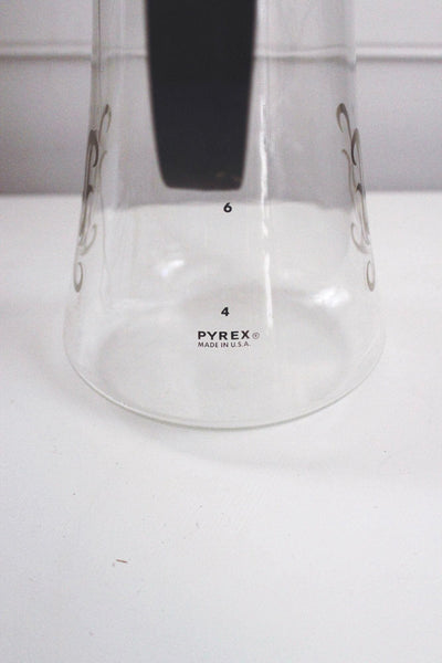 Vintage Pyrex Coffee Carafe Pot Glass Mid Century Modern Gold Fleur De Lis