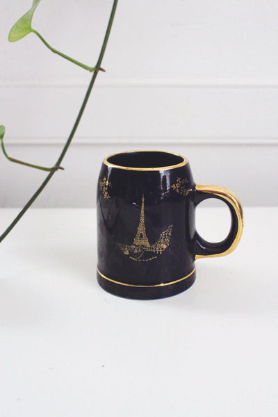 Vintage Limoges Cobalt Blue Tankard Mug Porcelain Souvenir Paris Eiffel Tower