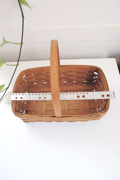 Vintage Longaberger Handwoven Basket 1985 With Handle Rectangular Wood Home Decor