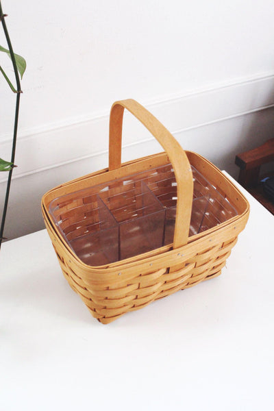 Vintage Longaberger Basket Picnic Market Handwoven Insert Dresden Ohio USA 2002