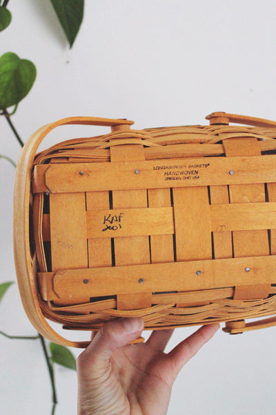 Longaberger 2001 Woven Memories Basket Lid Vintage Handwoven Wooden Tissue Box