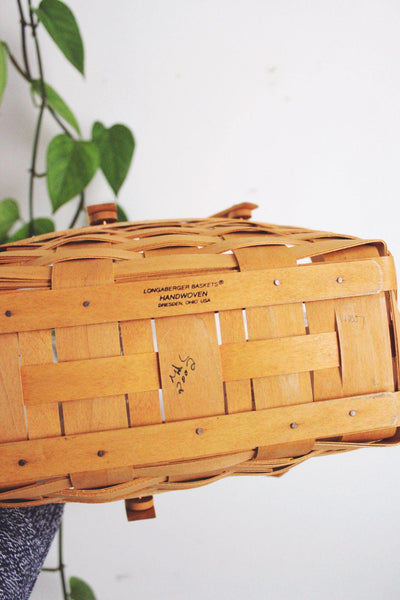 Vintage Longaberger Vegetable Basket 2002 Handwoven Liner Double Handles USA