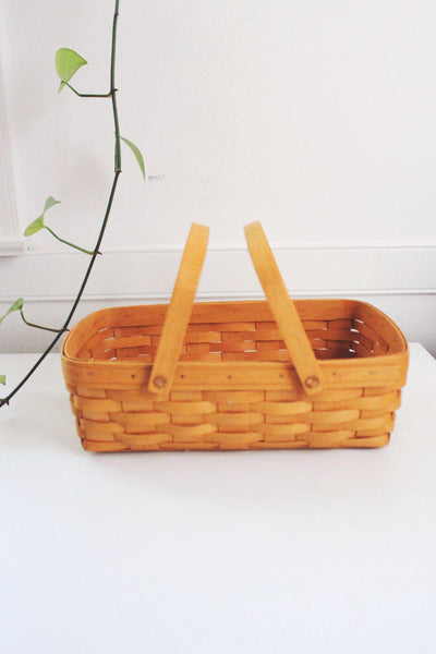 Longaberger Handwoven Rectangle Gathering Basket Vintage 1997 Double Handles USA