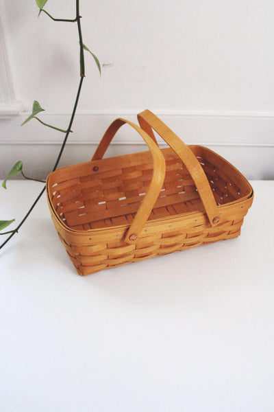 Longaberger Handwoven Rectangle Gathering Basket Vintage 1997 Double Handles USA