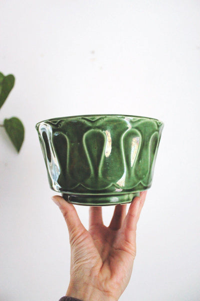 Vintage McCoy Floraline Green Ceramic Planter Pot Mid Century Modern USA