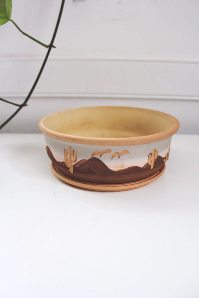 Vintage Gordon Pottery Planter Bowl Southwestern Desert Cactus Rustic Ceramic