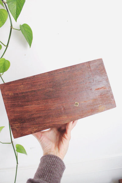 Vintage Hand-Carved Indian Wooden Step Box Jewelry Trinkets Floral Rosewood Keepsake