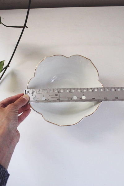 Vintage Japanese Porcelain Bowl Scalloped Edge Gold Floral Transferware