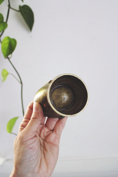 Vintage Small Mini Brass Coal Scuttle Trinket Dish Planter Engraved Ornate