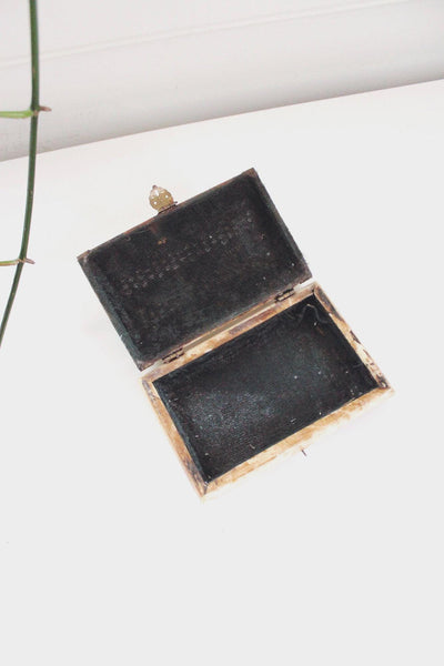 Vintage Handmade Bone Brass Trinket Jewelry Box Lattice India Boho Chest