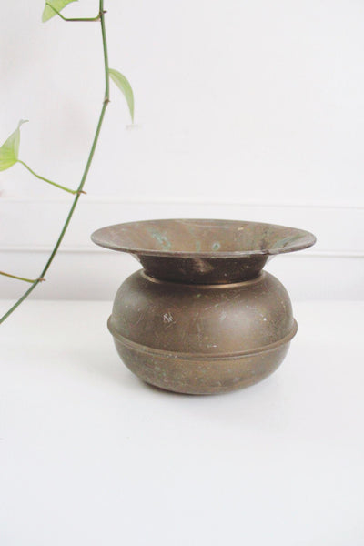 Vintage Brass Spittoon Cuspidor Antique Planter Vase Rustic Western Decor