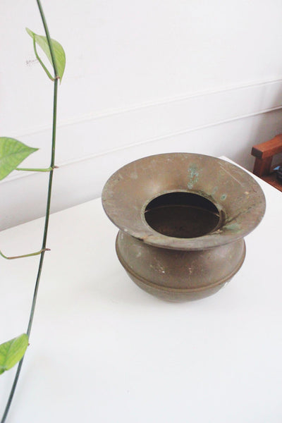 Vintage Brass Spittoon Cuspidor Antique Planter Vase Rustic Western Decor