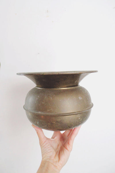Vintage Brass Spittoon Cuspidor Antique Planter Vase Rustic Western Decor