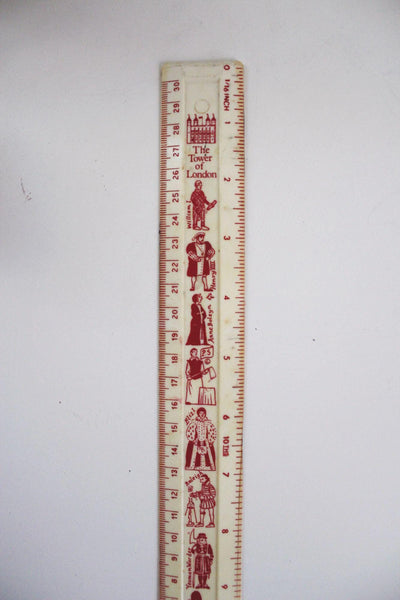 Tower Of London Vintage Ruler Historical Figures Illustrations UK Souvenir 12-Inch Collectible