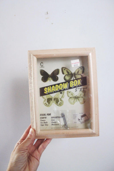 VIntage Columbia 5"x7" Shadow Box Frames Natural Wood Display Craft Set Of 2 NOS