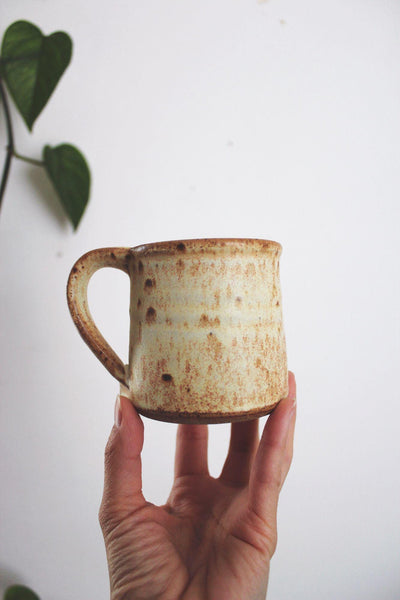 Set Of 3 Studio Pottery Handmade Ceramic Mugs Speckled Glaze Vintage Coffee Cups Rustic