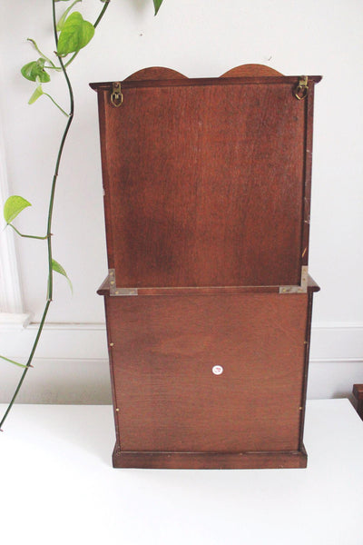 Vintage Wooden Jewelry Armoire Tabletop Cabinet Rosalco Glass Doors Storage Brass