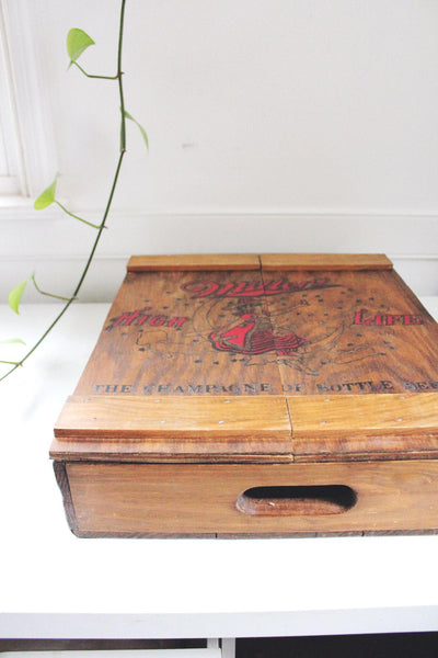 Vintage Miller High Life Wooden Cabinet Wall Hanging Crate Box Storage