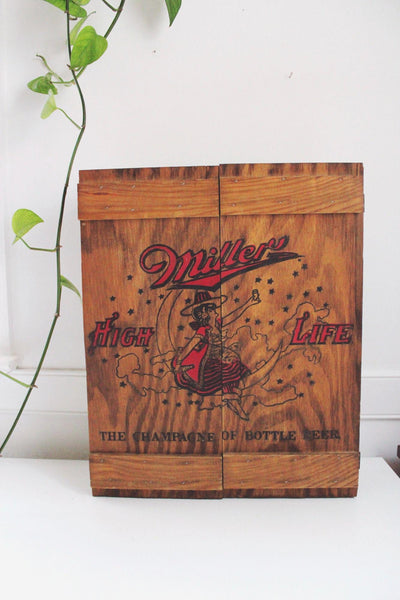 Vintage Miller High Life Wooden Cabinet Wall Hanging Crate Box Storage
