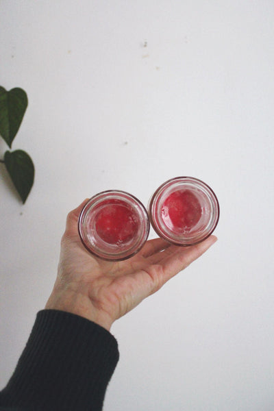 Vintage Glass Salt Pepper Shakers Spice Jars Atomic Starburst Red Mid Century
