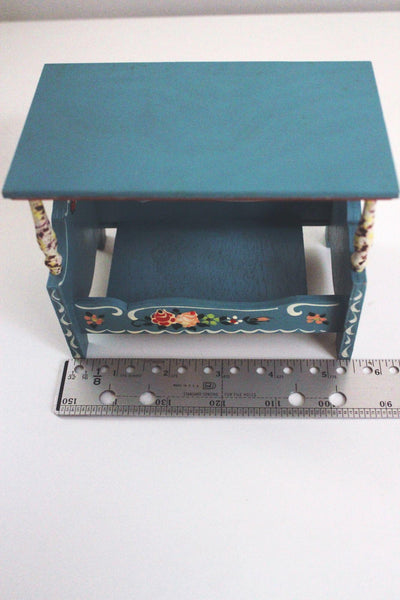 Vintage Dora Kuhn Miniature Canopy Bed Hand-Painted Dollhouse West Germany Folk Art
