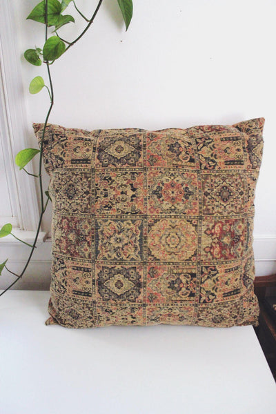 Vintage Tapestry Throw Pillow Large 25" Geometric Boho Patchwork Oriental