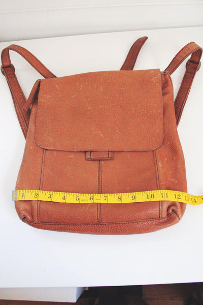 Vintage Duluth Trading Company Brown Leather Backpack Pebbled Shoulder Bag Tan