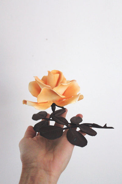 Vintage Royal Worcester Roses of Honour Bronze Porcelain Peach Rose Flower