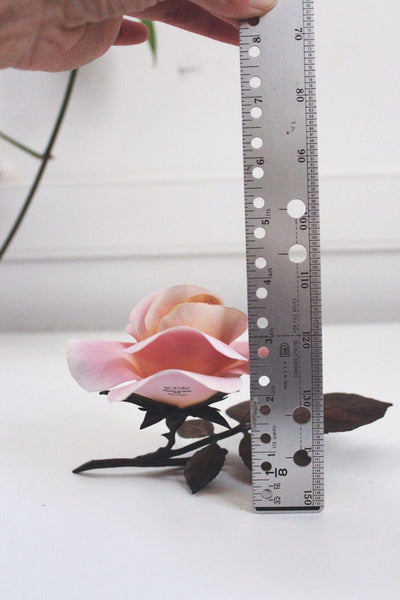 Boehm Porcelain Pink Rose Flower Figurine Bronze Leaves Elizabeth of Glamis