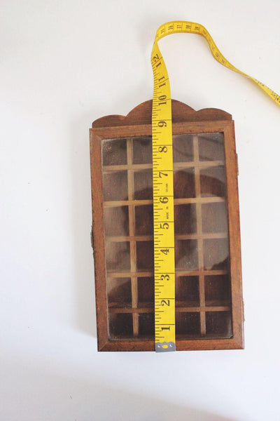 Vintage Wooden Display Case Shadow Box Thimble Curio Trinket Shelf Cabinet