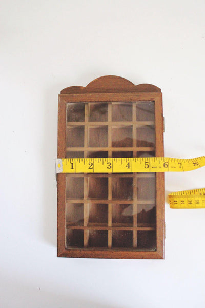 Vintage Wooden Display Case Shadow Box Thimble Curio Trinket Shelf Cabinet