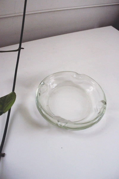 Clear Glass Vintage Ashtray Trinket Dish Catchall Mid Century Modern Retro