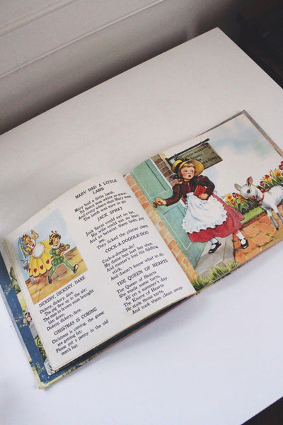Mother Goose Nursery Rhymes Childrens Book 1950s Vintage Platt & Munk Publishers