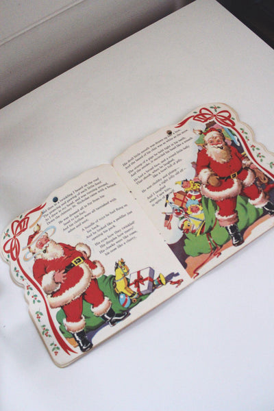 Vintage 50s The Night Before Christmas Die-Cut Santa Claus Childrens Book Saalfield Publishing