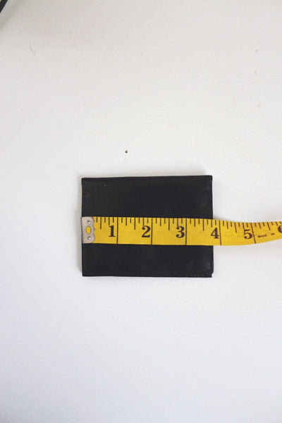 Vintage Black Leather Bi-Fold Wallet Card Slots ID Window Compact Minimalist Sleek