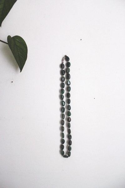 Vintage Green Aventurine Stone Beaded Necklace Nugget Hand Knotted Long Barrel Clasp