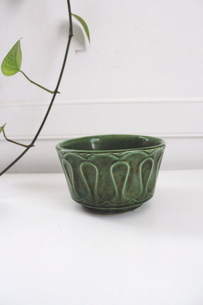 Vintage McCoy Floraline Green Ceramic Planter Pot Mid Century Modern USA