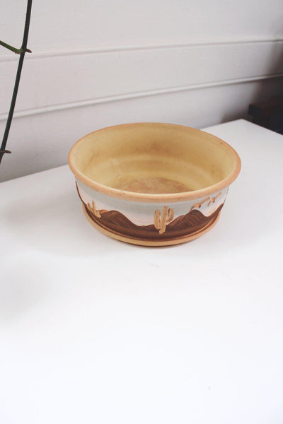 Vintage Gordon Pottery Planter Bowl Southwestern Desert Cactus Rustic Ceramic