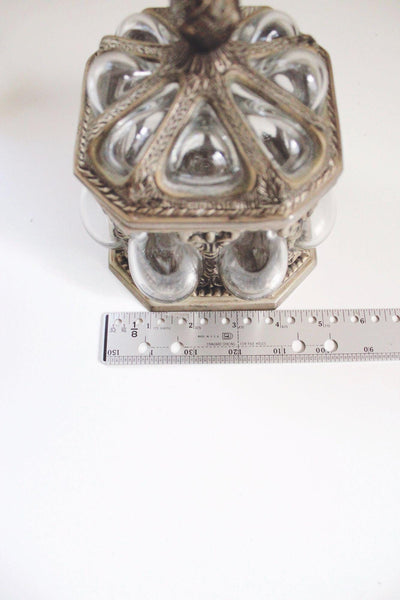 Vintage Silver Hand Blown Caged Bubble Glass Apothecary Jar Baroque Brass Bronze