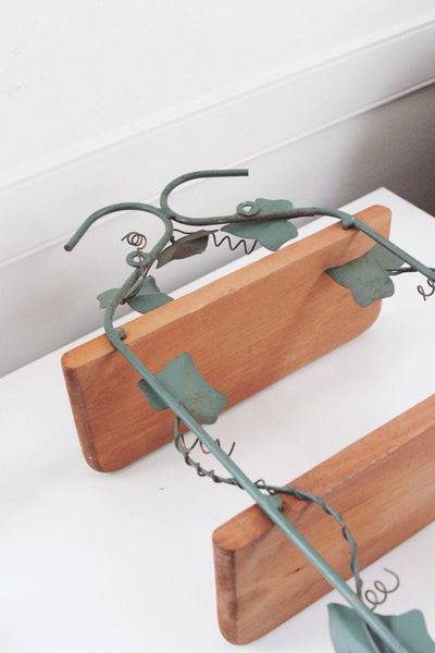 Vintage Metal & Wood Ivy Wall Display Shelf 3 Tier Cottagecore Farmhouse Rustic Home Decor